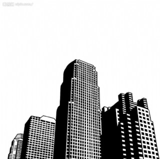 黑白城市建筑剪影图片